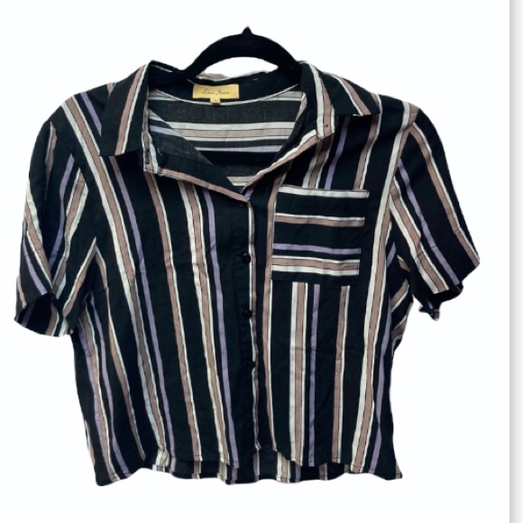 Cropped Striped Button Down